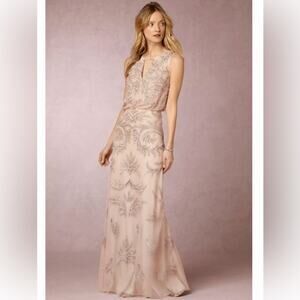 Aidan Mattox Hazel Dress Nude Mesh Overlay w/ White Sequins & Beadwork 4